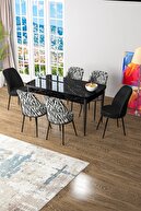 Table Black Marble Pattern Chair Zebra Pattern