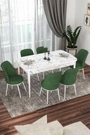 Table White Marble Patterned Chairs Khaki Green
