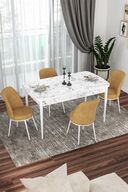 Table White Marble Patterned Chairs Cappuccino