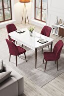 Table White Chairs Burgundy
