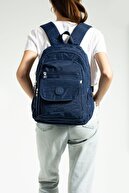 کیف مدرسه بند ارتوپدی قابل تنظیم یونیسکس آبی ناوی سایز مگا با 9 محفظه و محفظه لپ تاپ-thumb