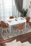 Table White Marble Pattern Chairs Tile