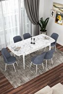 Table White Marble Patterned Chairs Smoked