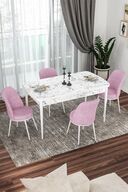 Table White Marble Patterned Chairs Pink
