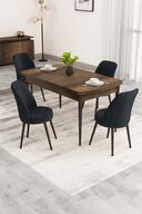 Baroque Wooden Pattern Table Chairs Anthracite