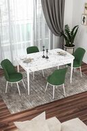 Table White Marble Patterned Chairs Khaki Green