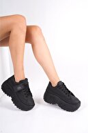 کفش ورزشی کتانی زنانه گاه به گاه با زیره بلند مشکی-thumb
