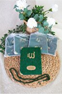 5 عدد تسبیح پاکت دار اسم مخمل چاپ شده ست کتاب یاسین مولود هدیه سبز-thumb