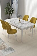 White Table-Mustard Chairs