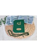 5 عدد تسبیح پاکت دار اسم مخمل چاپ شده ست کتاب یاسین مولود هدیه سبز-thumb