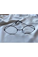 عینک های رترو گرد شیشه شفاف با قاب مشکی-thumb