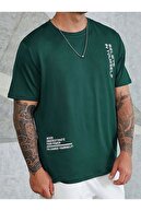 تیشرت اورسایز چاپ سبز باور مردانه-thumb