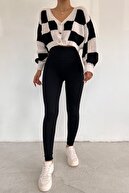 زنانه مشکی فاق بلند گلچین کرست اینترلاک استیل ساق بافتنی غیر بازتابنده