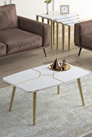 Coffee Table White Legs Gold