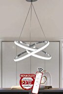 لامپ آویز مدرن با کنترل از راه دور 3 رنگ روشنایی LED لوستر مورد کروم اتاق نشیمن، آشپزخانه، سالن افسانه-thumb