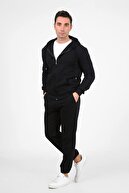 ست لباس ورزشی ژاکت زیپ مشکی یونیسکس-thumb