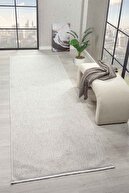 فرش بافته شده فرش بافته شده در راهرو اسکاندیناویایی با بافت نرم طبیعی فرفری بژ سفید-thumb