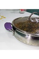 ست دسته نچسب نسوز قابلمه و تابه سیلیکونی 9 × 4 سانتی متر بنفش (1 ست شامل 2 تکه)-thumb