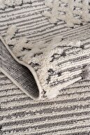 فرش اتاق نشیمن ساکورا 2205 خاکستری ضد گرد و غبار با طرح‌های قومی بافته شده مدرن-thumb