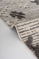 فرش اتاق نشیمن ساکورا 2205 خاکستری ضد گرد و غبار با طرح‌های قومی بافته شده مدرن-thumb