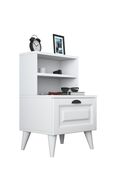 میز کنار تخت Rani Bd105 با 2 قفسه کشوی غشایی میز کنار تخت سفید-thumb