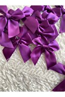 10 عدد - پاپیون ساتن - بنفش - روبان - روبان-thumb