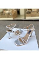 Gloriys Ayakkabı & Çanta Gümüş Taşlı 9 Cm Topuklu Ayakkabı