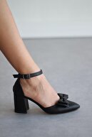 کفش پاشنه دار چرمی مشکی Y107-thumb