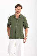 پیراهن تابستانی مردانه تنی لباس شل آستین کوتاه پیراهن مردانه Khaki-thumb