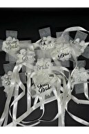 10 دستبند ساقدوش عروس برای مهمانی مجردی سفید نقره ای-thumb