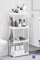 Mowo 4 طبقه قفسه حمام چرخدار سفید، قفسه آشپزخانه، جا حوله، نگهدارنده مواد شوینده سازمان دهنده آرایش Vesken-thumb
