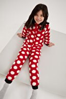 Defacto Kız Çocuk Polar Uzun Kollu Yılbaşı Temalı Tulum Pijama