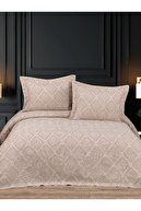 YGT Home Stil Jakarlı Çift Kişilik Yatak Örtüsü Takımı 3 Parça Bohem Bej | Pike Takımı - 5