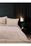 YGT Home Stil Jakarlı Çift Kişilik Yatak Örtüsü Takımı 3 Parça Bohem Bej | Pike Takımı - 4