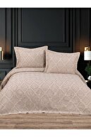 YGT Home Stil Jakarlı Çift Kişilik Yatak Örtüsü Takımı 3 Parça Bohem Bej | Pike Takımı - 1