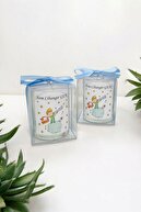 شمع شیشه ای 10 عددی تزیین شده آبی با چاپ گیفت کودک شازده کوچولو-thumb