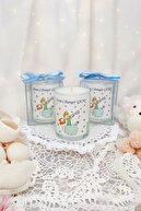 شمع شیشه ای 10 عددی تزیین شده آبی با چاپ گیفت کودک شازده کوچولو-thumb