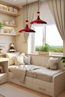 کلاه چوبی قرمز لوستر تک لوستر اتاق نشیمن آشپزخانه کافه بوتیک لوسترهای روشنایی لامپ لامپ-thumb