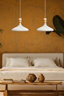 لامپ آویز تک لوستری کرم لایت بافت دار کلاه چوبی چراغ آویز اتاق نشیمن کافه آشپزخانه بوتیک چراغ روشنایی لوستر-thumb