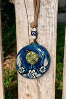 تزیین چند منظوره لیدی باگ سبز سرامیکی با مهره های چشم بد 13*14 سانتی متر-thumb