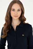 سویشرت زنانه یقه پولو پایه آبی سرمه ای 50296941-VR033-thumb