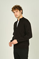 ژاکت کش باف پشمی یقه ای مجلل دو جیب زیپ دار مردانه 1021 مشکی-thumb