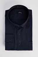 پیراهن یقه دکمه آبی آبی بزرگ شما بزرگ-thumb