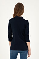 سویشرت زنانه یقه پولو پایه آبی سرمه ای 50296941-VR033-thumb