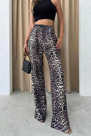 شلوار پلنگی زنانه فاق بلند پلیسه دار پارچه ای پالازو بژ-1000500021-thumb