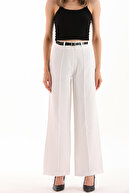 برابوس زنانه راه راه سفید فاق بلند شلوار گشاد گشاد Palazzo-thumb