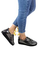 کفش های تخت و بدون لغزش ارتوپدی راحت روزانه سنگ پوست پلاتینیوم زنانه-thumb