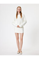 لباس بافتنی ژاکت کش باف پشمی یقه گرد آستین بلند جیبی دکمه دار-thumb