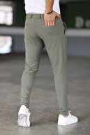 شلوار مردانه رنگ سبز زیتونی منعطف پارچه لایکرا تا مچ پا-thumb