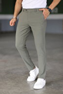 شلوار مردانه رنگ سبز زیتونی منعطف پارچه لایکرا تا مچ پا-thumb